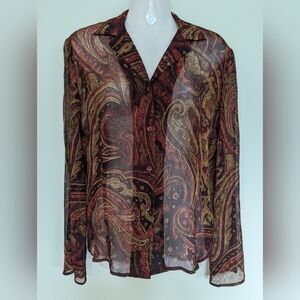 Vintage sheer silk button down blouse